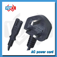 Factory Wholesale BS 3 pin ac projector power cord with UK plug